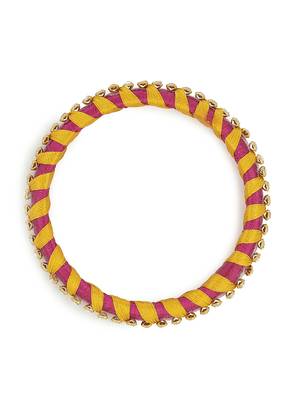 Girls Pink Stone Chain wrapped with Silk Thread Bangle 2