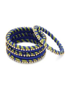 Girls Blue Stone Chain wrapped with Silk Thread Bangle 1