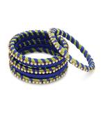 Girls Blue Stone Chain wrapped with Silk Thread Bangle