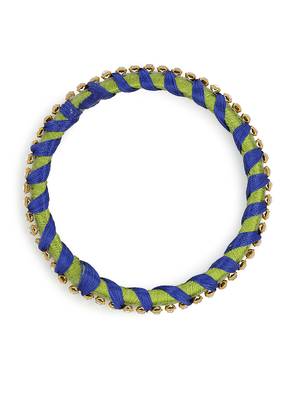 Girls Blue Stone Chain wrapped with Silk Thread Bangle 2
