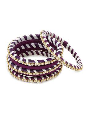 Girls Purple Stone Chain wrapped with Silk Thread Bangle 1