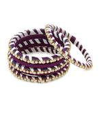 Girls Purple Stone Chain wrapped with Silk Thread Bangle