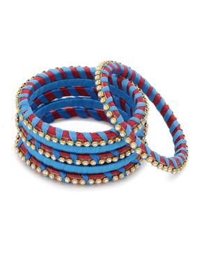 Girls Blue Stone Chain wrapped with Silk Thread Bangle 1