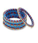 Girls Blue Stone Chain wrapped with Silk Thread Bangle