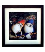 Radha Krishna Satin Matt Texture Framed UV Art Print