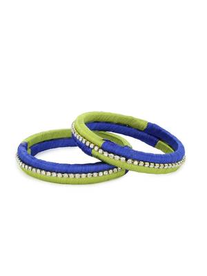 Girls Green Stone Chain double color Silk Thread Bangle 1