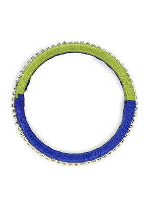 Girls Green Stone Chain double color Silk Thread Bangle 2