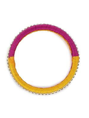 Girls Pink Stone Chain double color Silk Thread Bangle 2