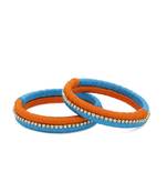 Girls Orange Stone Chain double color Silk Thread Bangle