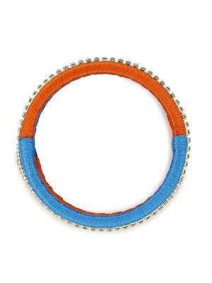 Girls Orange Stone Chain double color Silk Thread Bangle 2