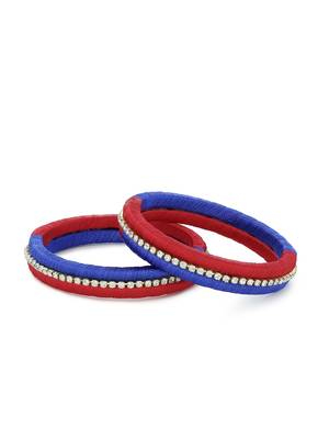 Girls Red Stone Chain double color Silk Thread Bangle 1