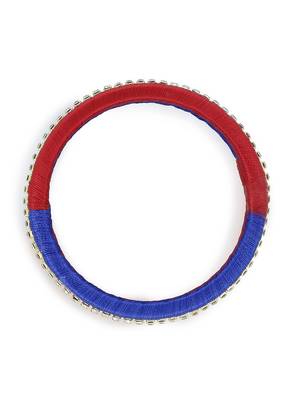 Girls Red Stone Chain double color Silk Thread Bangle 2
