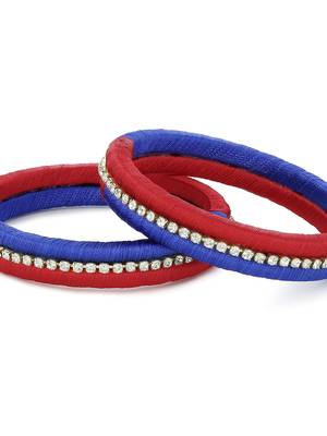 Girls Red Stone Chain double color Silk Thread Bangle 3