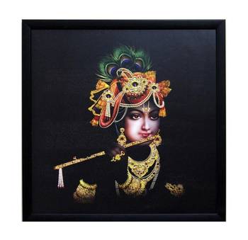 Krishna Playing Flute Satin Matt Texture Framed UV Art Print 1
