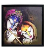 Radha Krishna Satin Matt Texture Framed UV Art Print
