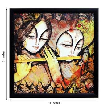 Radha Krishna Satin Matt Texture Framed UV Art Print 1