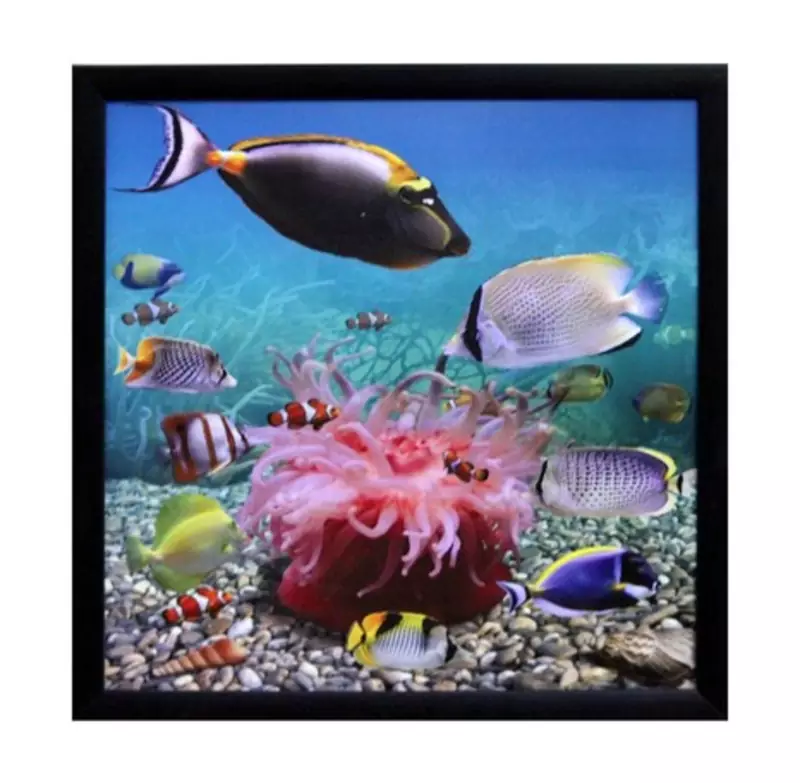 3D Sea Life view Design Satin Matt Texture Framed UV Art Print