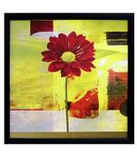 Red Sunflower Design Satin Matt Texture Framed UV Art Print