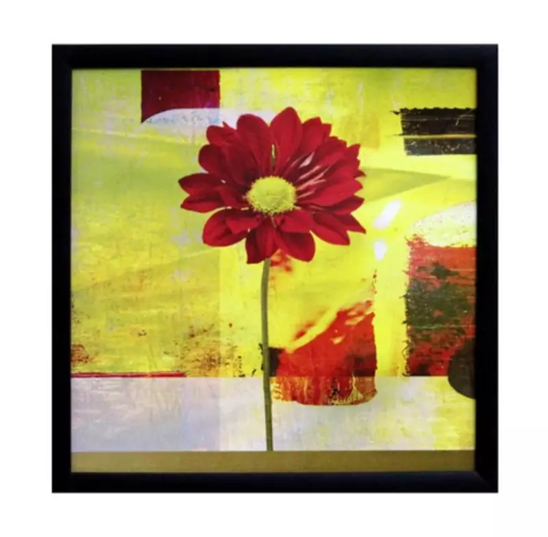 Red Sunflower Design Satin Matt Texture Framed UV Art Print