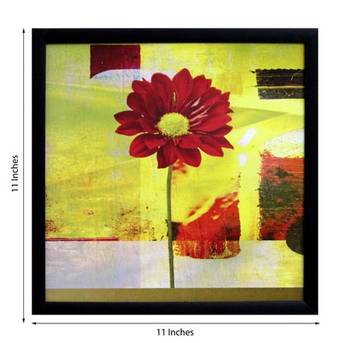 Red Sunflower Design Satin Matt Texture Framed UV Art Print 2
