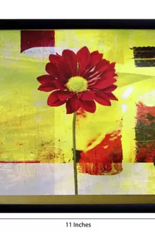 Red Sunflower Design Satin Matt Texture Framed UV Art Print