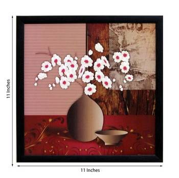 Abstract Pot and Flower Theme Satin Matt Texture Framed UV Art Print 2