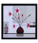 Abstract Pot and Flower Theme Satin Matt Texture Framed UV Art Print
