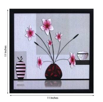 Abstract Pot and Flower Theme Satin Matt Texture Framed UV Art Print 2