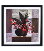 Abstract Pot and Flower Theme Satin Matt Texture Framed UV Art Print