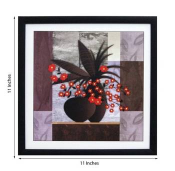 Abstract Pot and Flower Theme Satin Matt Texture Framed UV Art Print 2