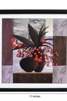 Abstract Pot and Flower Theme Satin Matt Texture Framed UV Art Print