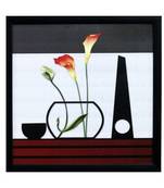 Abstract Flowers Theme Satin Matt Texture Framed UV Art Print