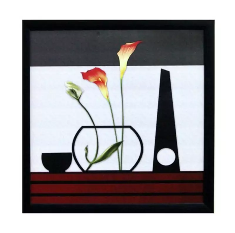 Abstract Flowers Theme Satin Matt Texture Framed UV Art Print