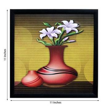 Abstract Pot and Flower Theme Satin Matt Texture Framed UV Art Print 2