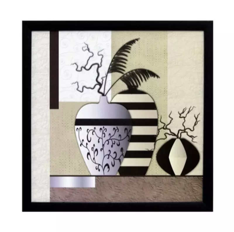 Abstract Pots Theme Satin Matt Texture Framed UV Art Print