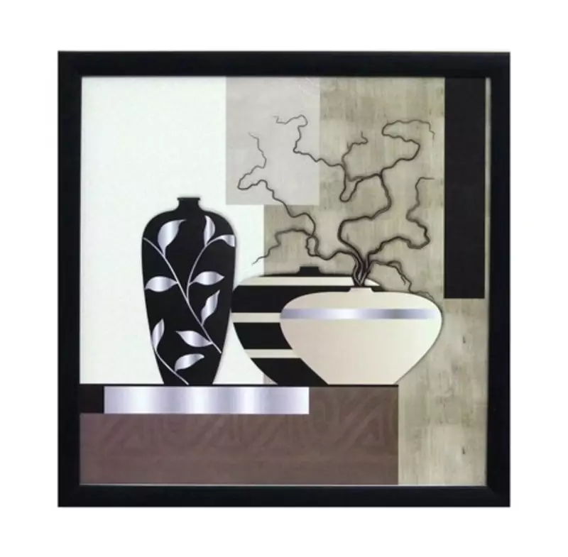 Abstract Pots Theme Satin Matt Texture Framed UV Art Print