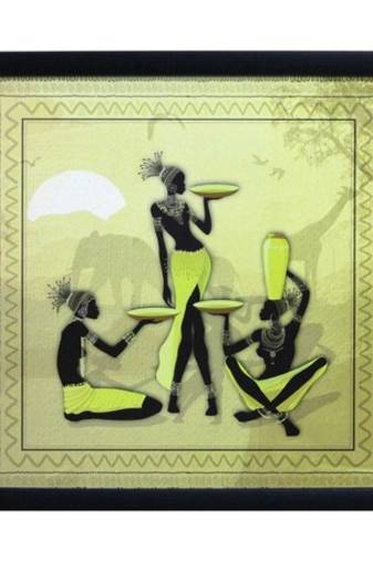 Tribal Ladies Group Satin Matt Texture Framed UV Art Print