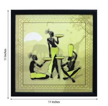 Tribal Ladies Group Satin Matt Texture Framed UV Art Print 2