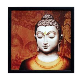 Meditating Buddha Design Satin Matt Texture Framed UV Art Print 1