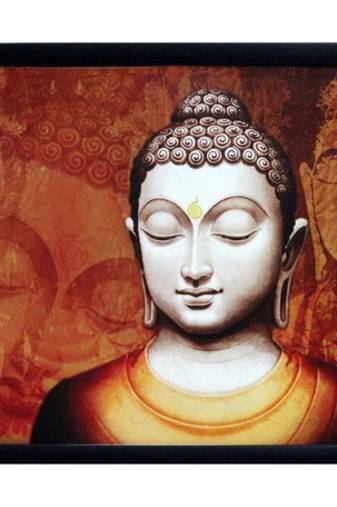 Meditating Buddha Design Satin Matt Texture Framed UV Art Print