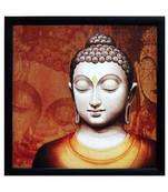 Meditating Buddha Design Satin Matt Texture Framed UV Art Print