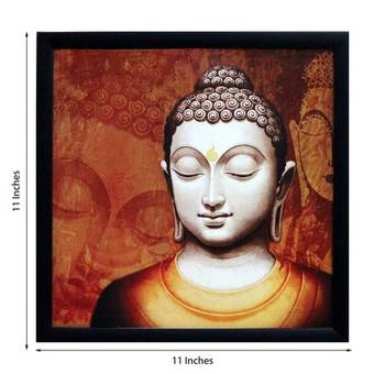 Meditating Buddha Design Satin Matt Texture Framed UV Art Print 2