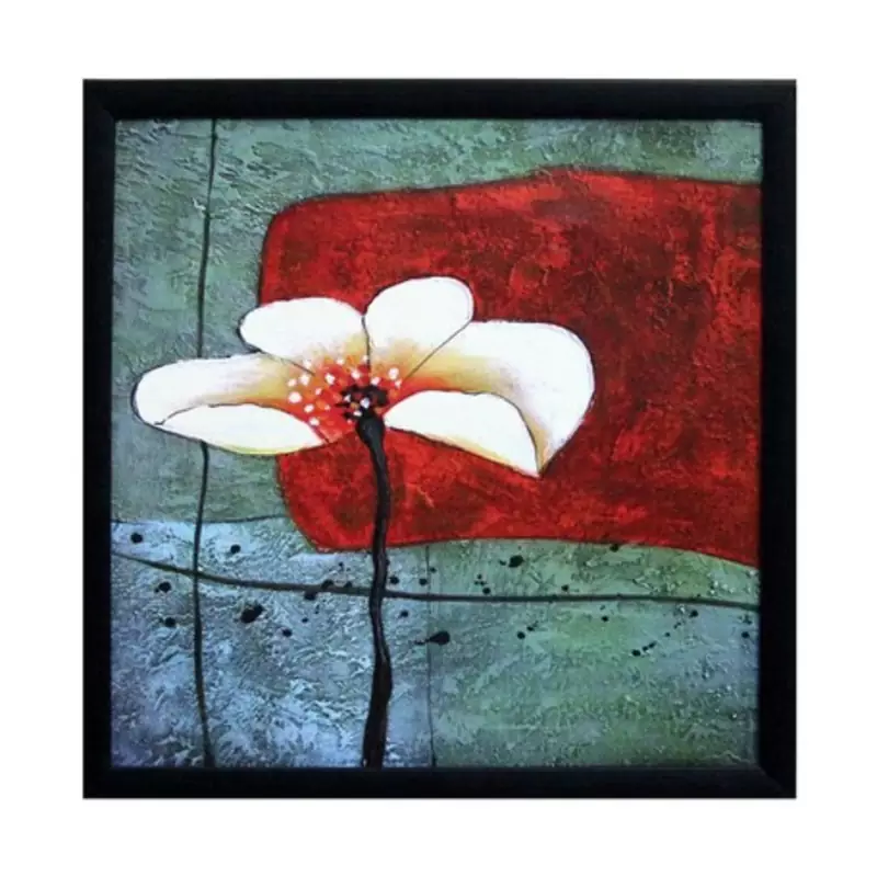 Beautiful White Flower Satin Matt Texture Framed UV Art Print