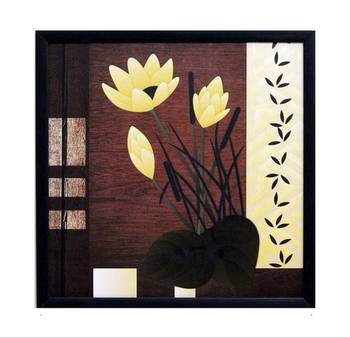 Beautiful Yellow Flower Satin Matt Texture Framed UV Art Print 1