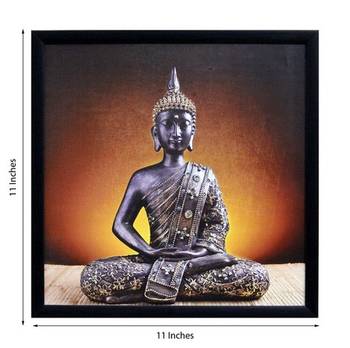 Meditating Buddha Design Satin Matt Texture Framed UV Art Print 1