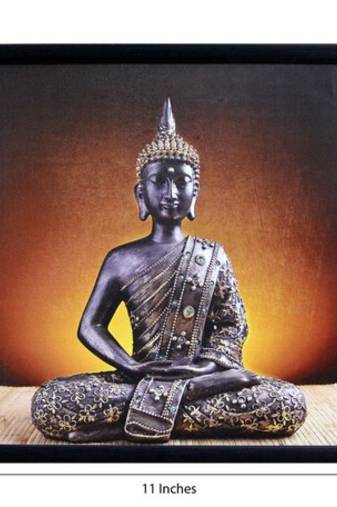 Meditating Buddha Design Satin Matt Texture Framed UV Art Print