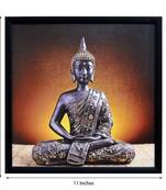 Meditating Buddha Design Satin Matt Texture Framed UV Art Print