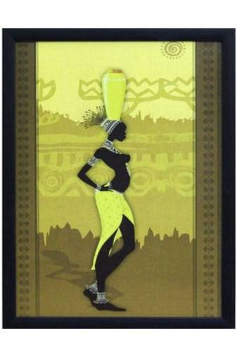 Tribal Women Theme Satin Matt Texture Framed UV Art Print