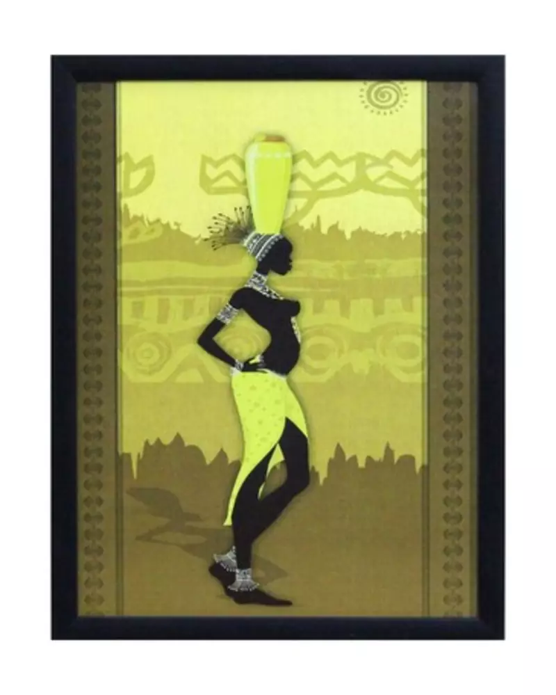 Tribal Women Theme Satin Matt Texture Framed UV Art Print
