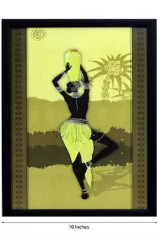 Tribal Women Theme Satin Matt Texture Framed UV Art Print